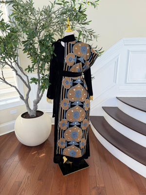 Black Velvet Two Peice Dress