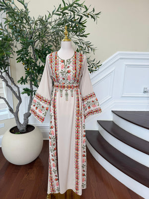 Cream Embroidery Tatreez Thobe