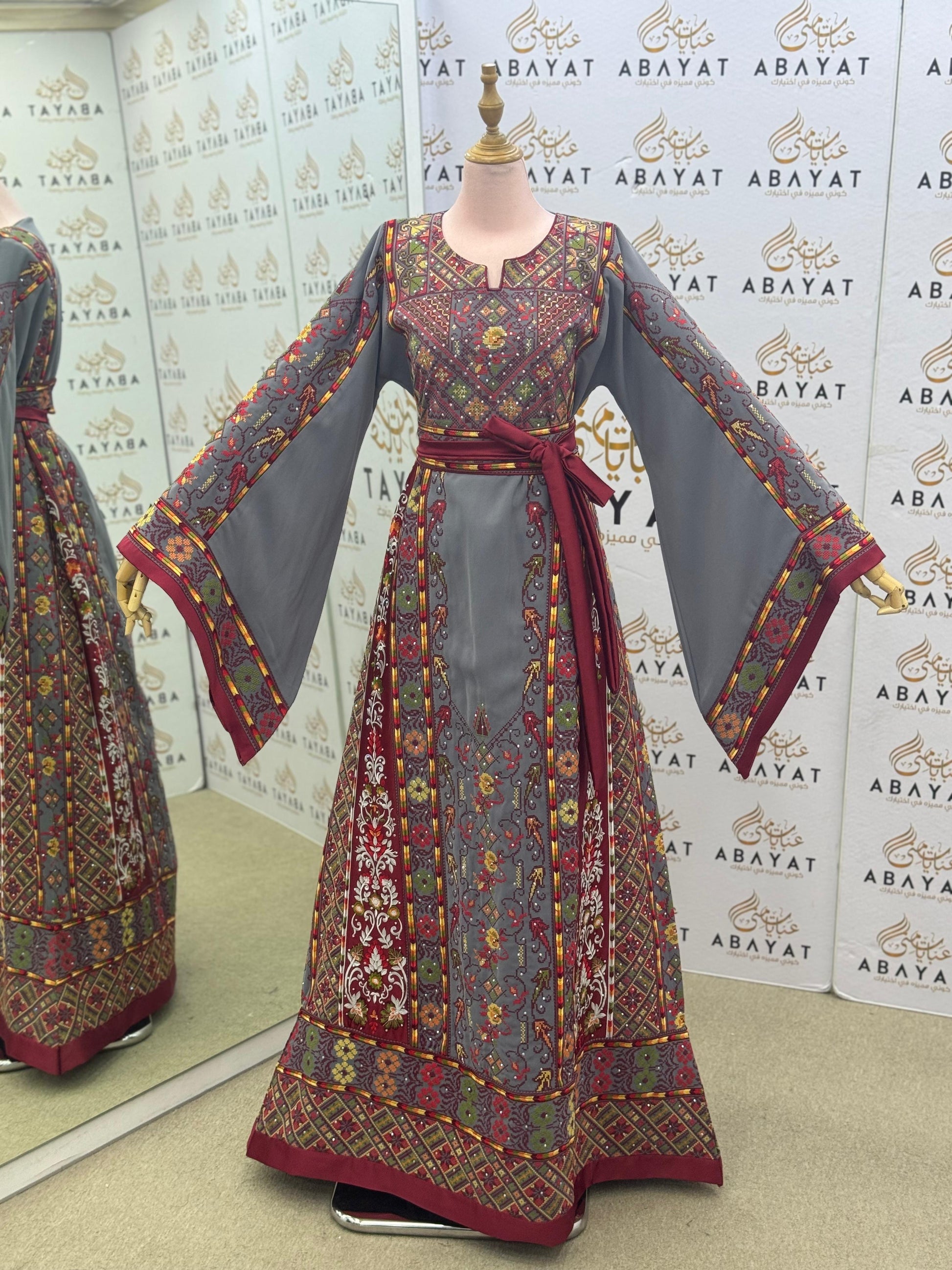 Smoky Grey Heritage Palestinian Tatreez Thobe