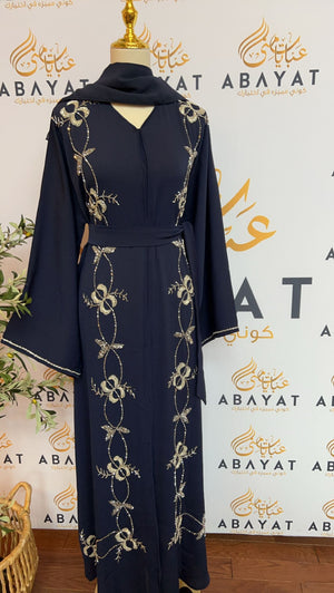 Navy Blue Silver Charm Abaya