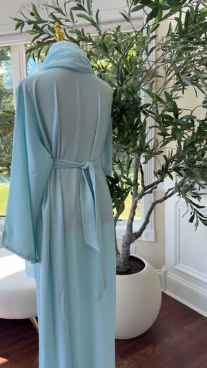 Baby Blue Vine Abaya – Modest Occasion Wear