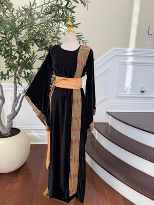 Velvet black Beaded Stone Thobe