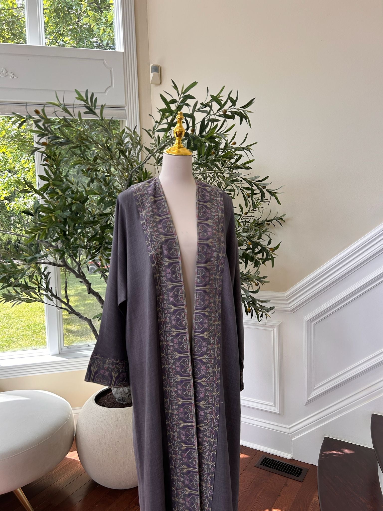 Purple Tatreez Elegance Cardigan Abaya