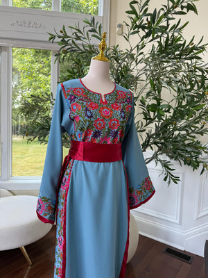 Blue Embroidery Tatreez Thobe