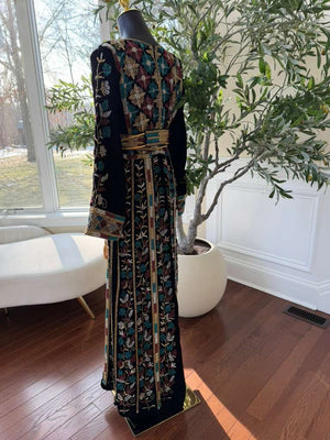 Black Velvet Beaded Stone Thobe