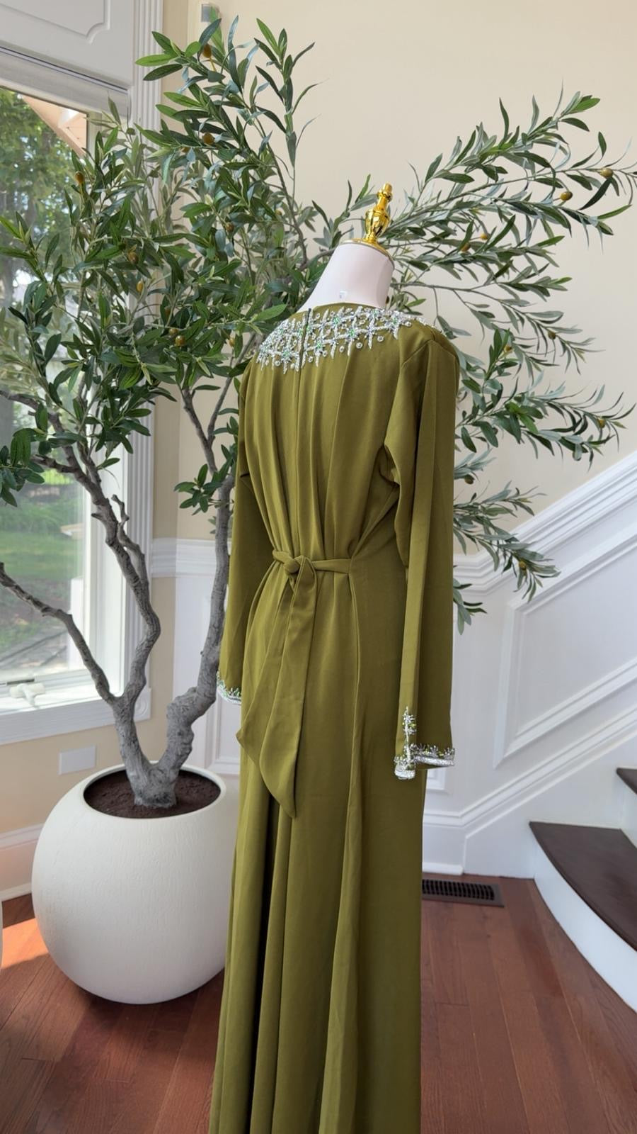 Olive Luxe Crystal Glamour Kuftan