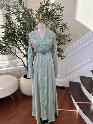 Mint Stone Beaded Kuftan