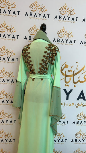 Mint Green Designed Abaya #8097663