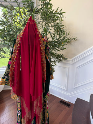 Red Stone Beaded Khirka Shal