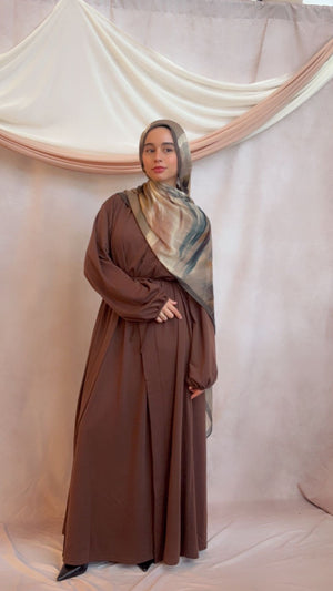 Dark Cofee Two Piece Abaya Set