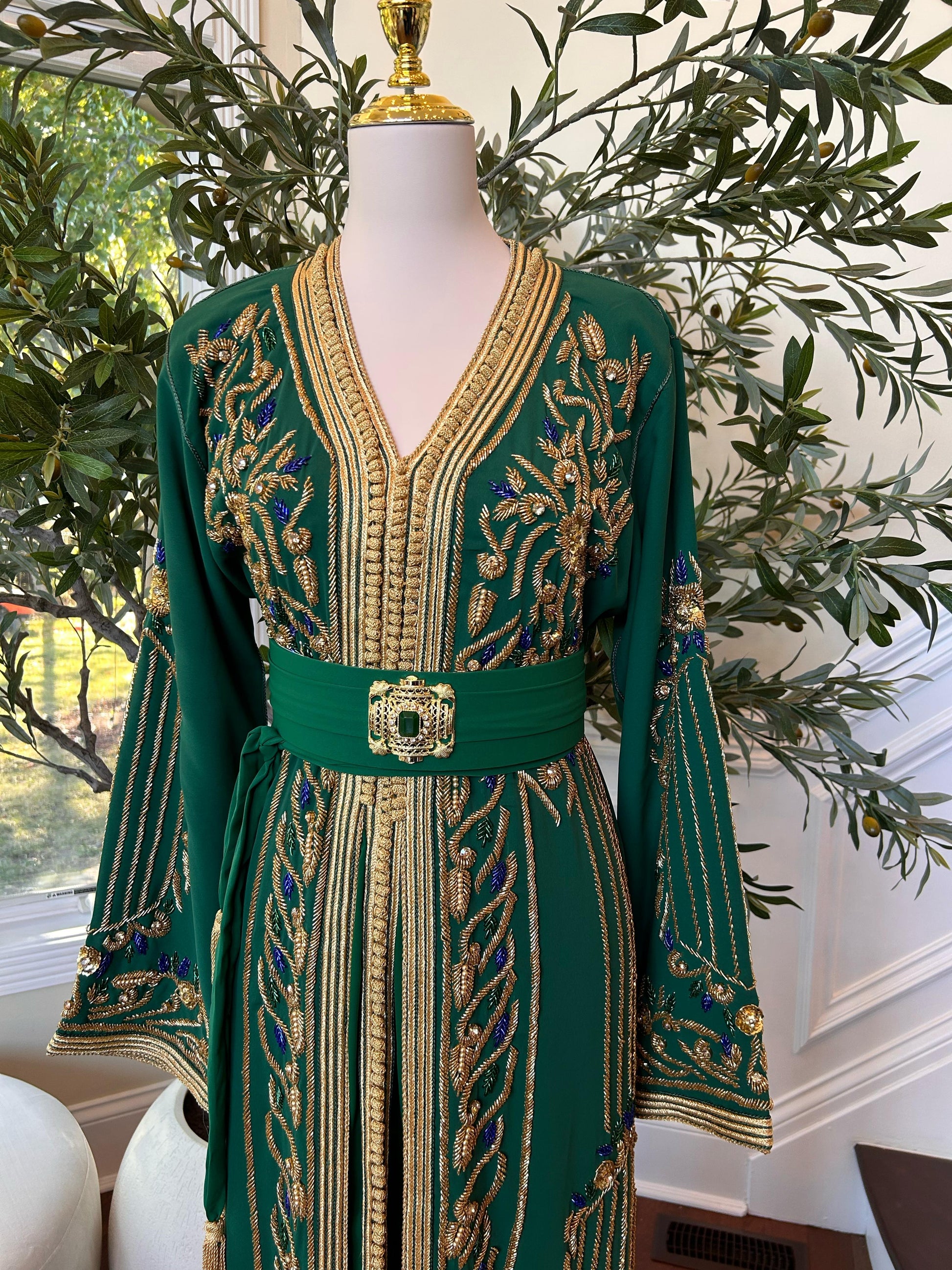 Golden Green Royale Embellished Kuftan