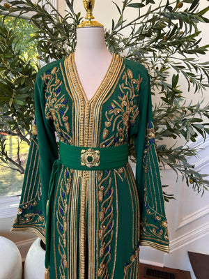Golden Green Royale Embellished Kuftan