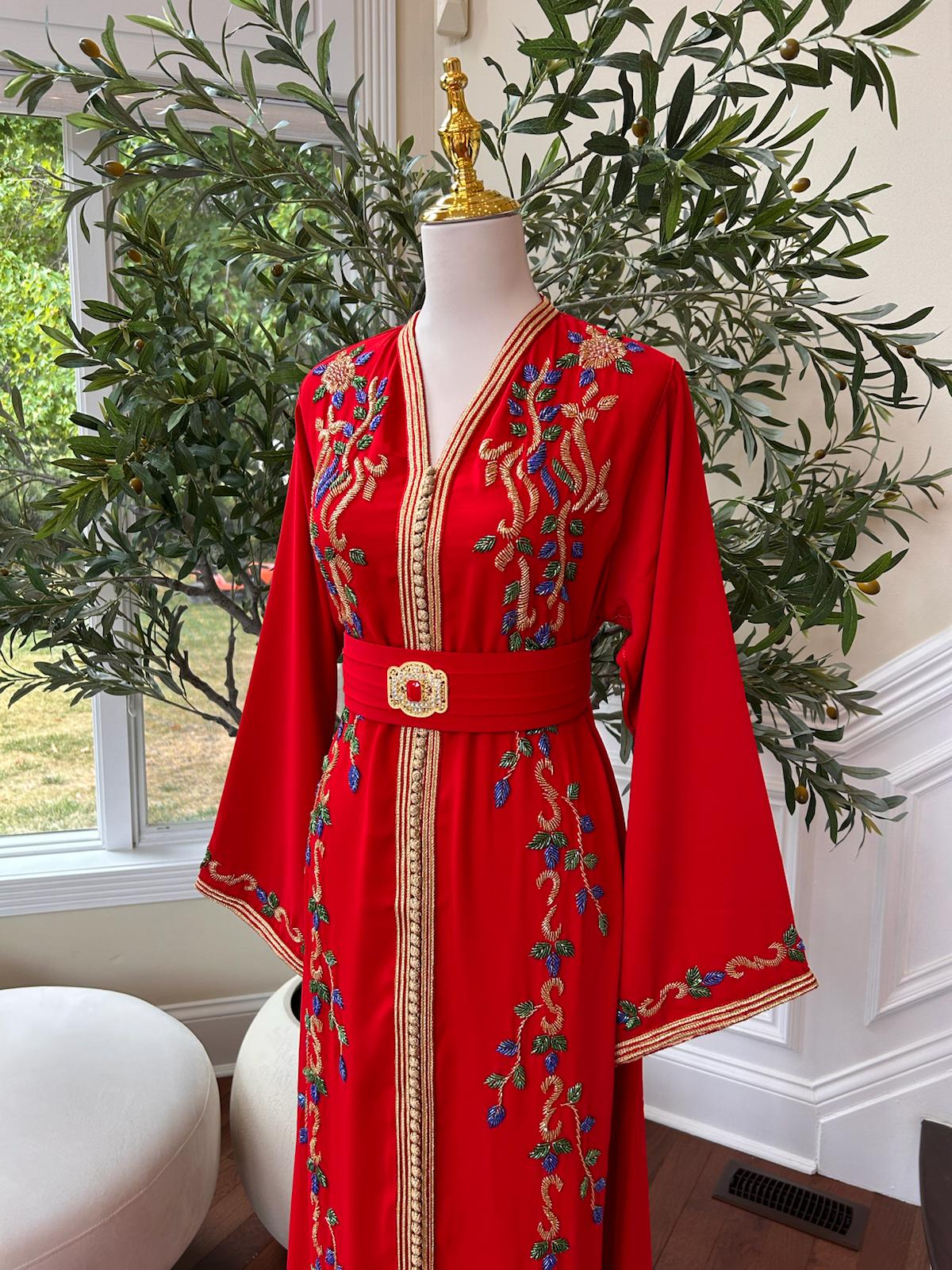 Elegant Red Stone Kuftan