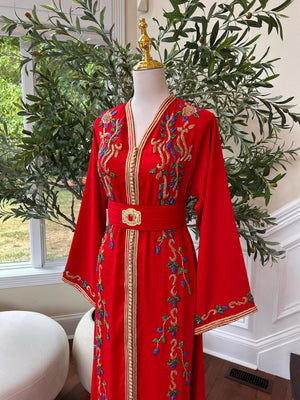 Elegant Red Stone Kuftan