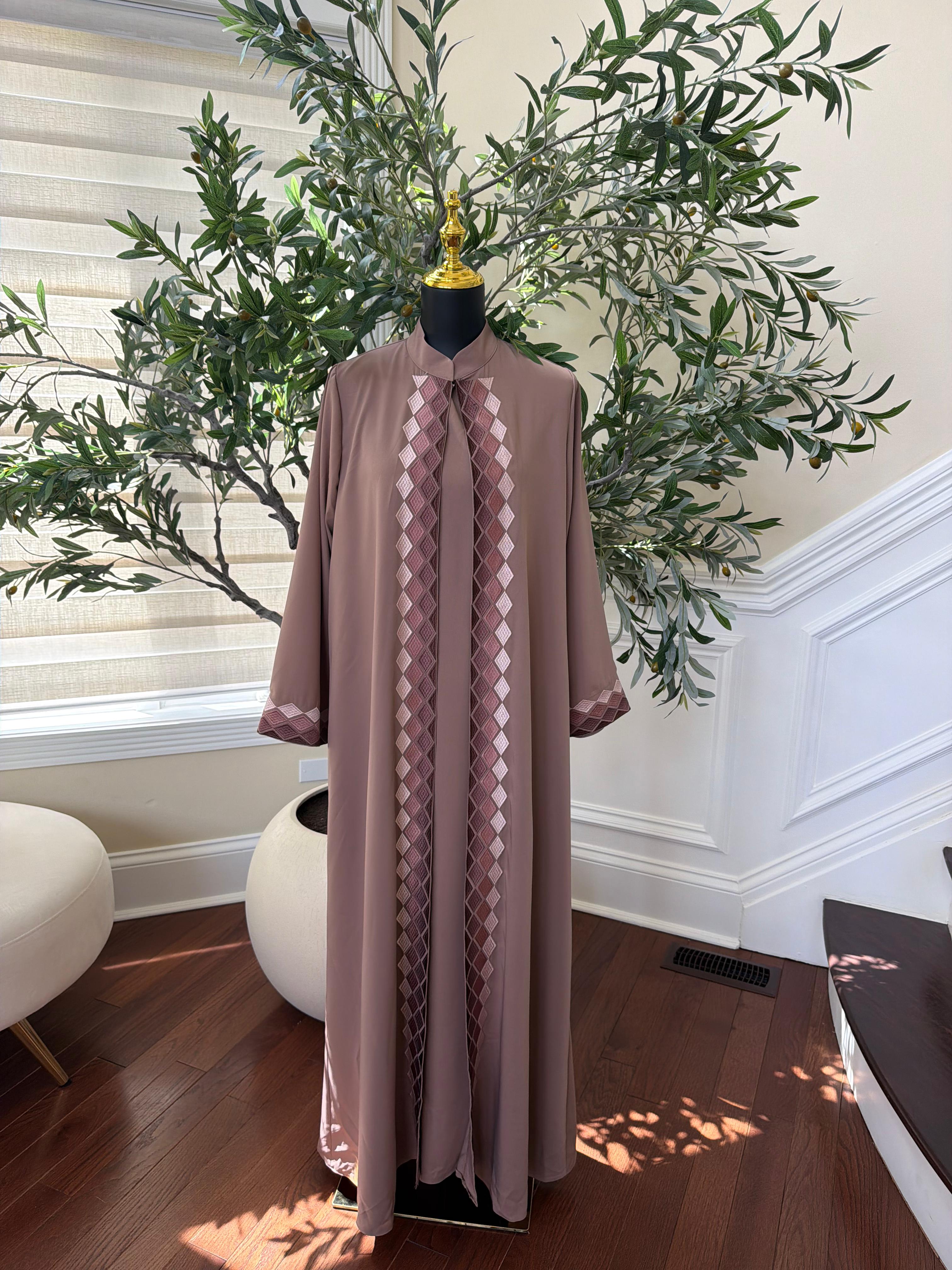 Rose Pink Two Piece Cardigan Abaya
