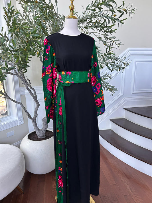 Back Floral Green Elegance Dress