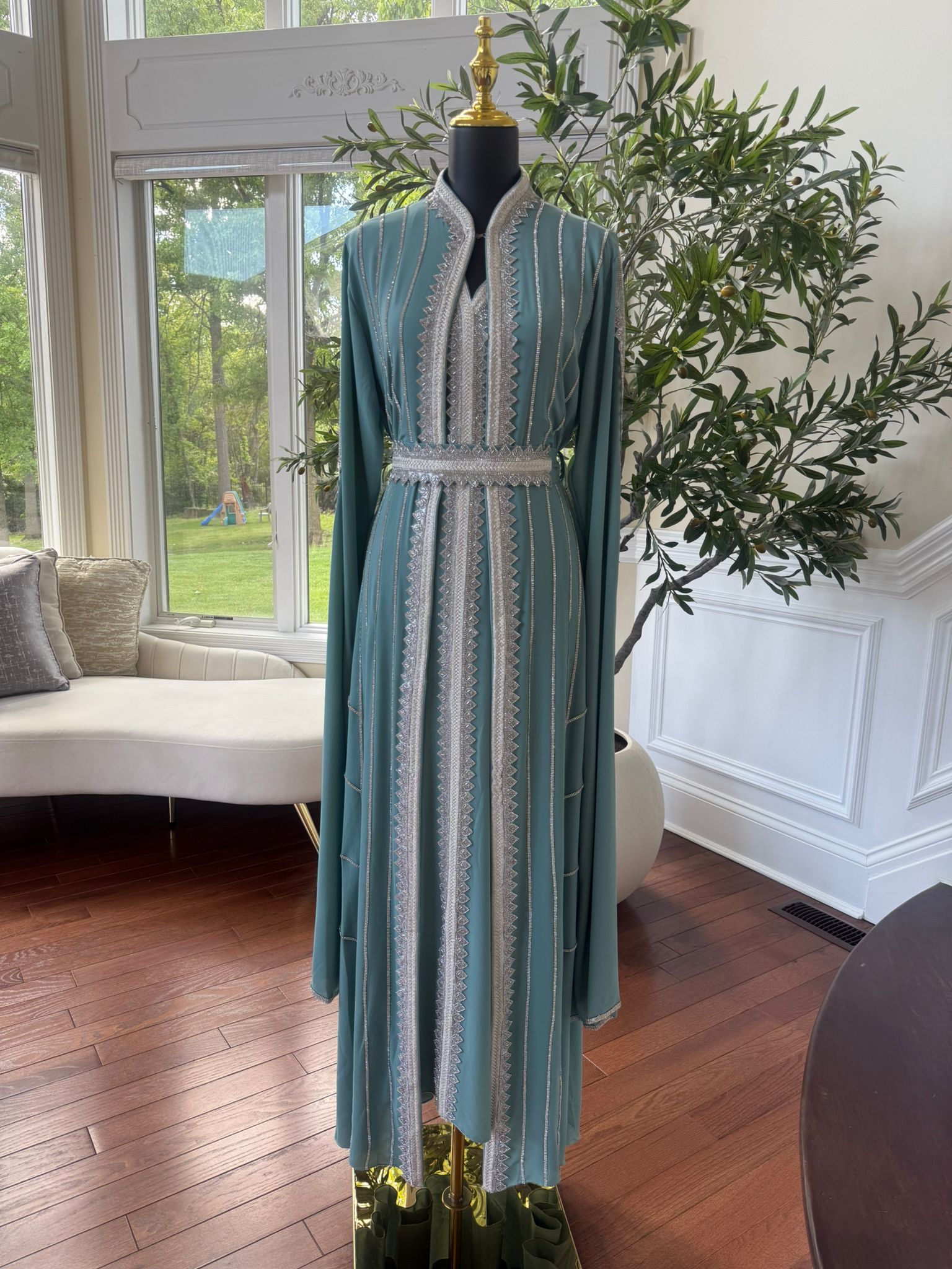 Elegant Mint Blue Kuftan