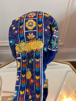 Blue Traditional Tatreez Coin Head Peice