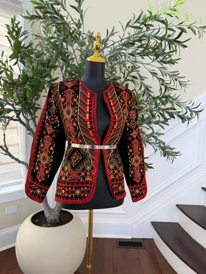 Red Embroidered Tatreez Jacket
