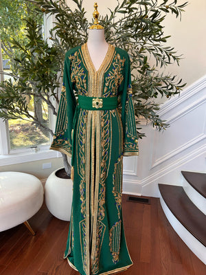 Golden Green Royale Embellished Kuftan