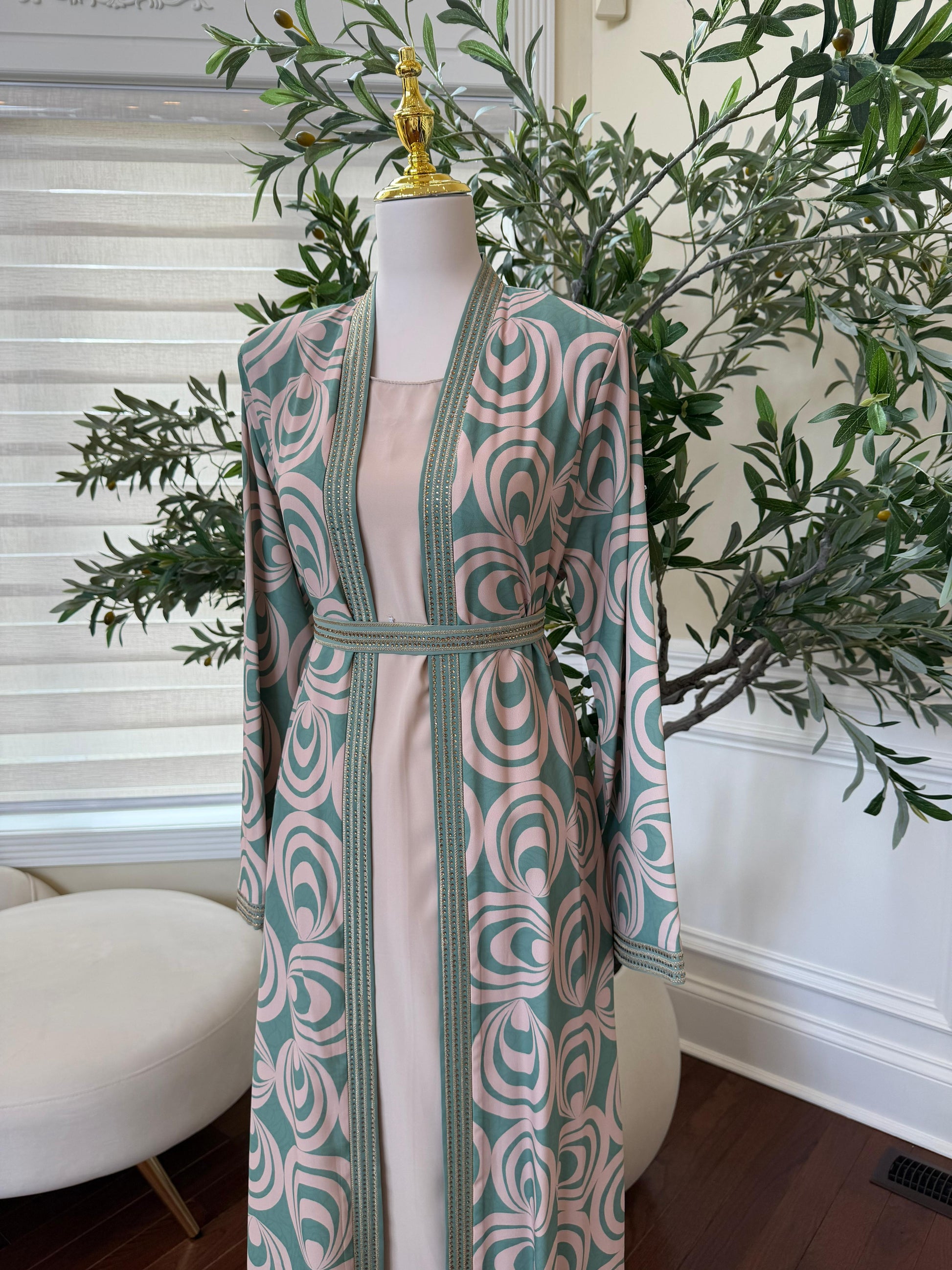 Mint Harmony Two-Piece Abaya
