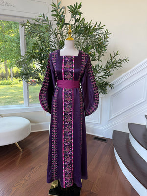 Purple Satin Tatreez Thobe