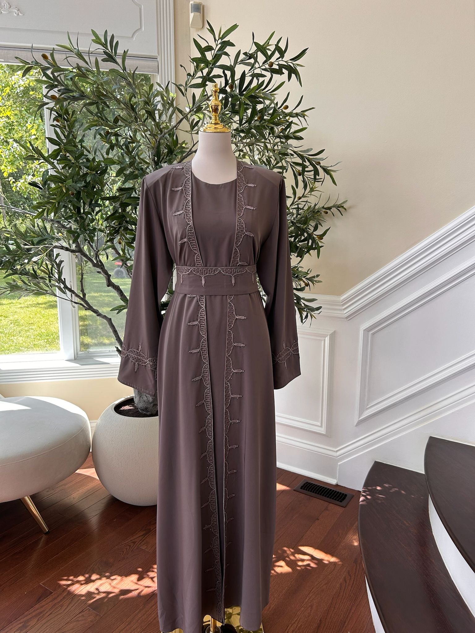 Purple Elegance Two Piece Abaya