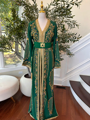 Golden Green Royale Embellished Kuftan