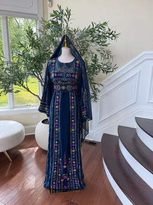 Blue Charm Beaded Stone Elegance Thobe