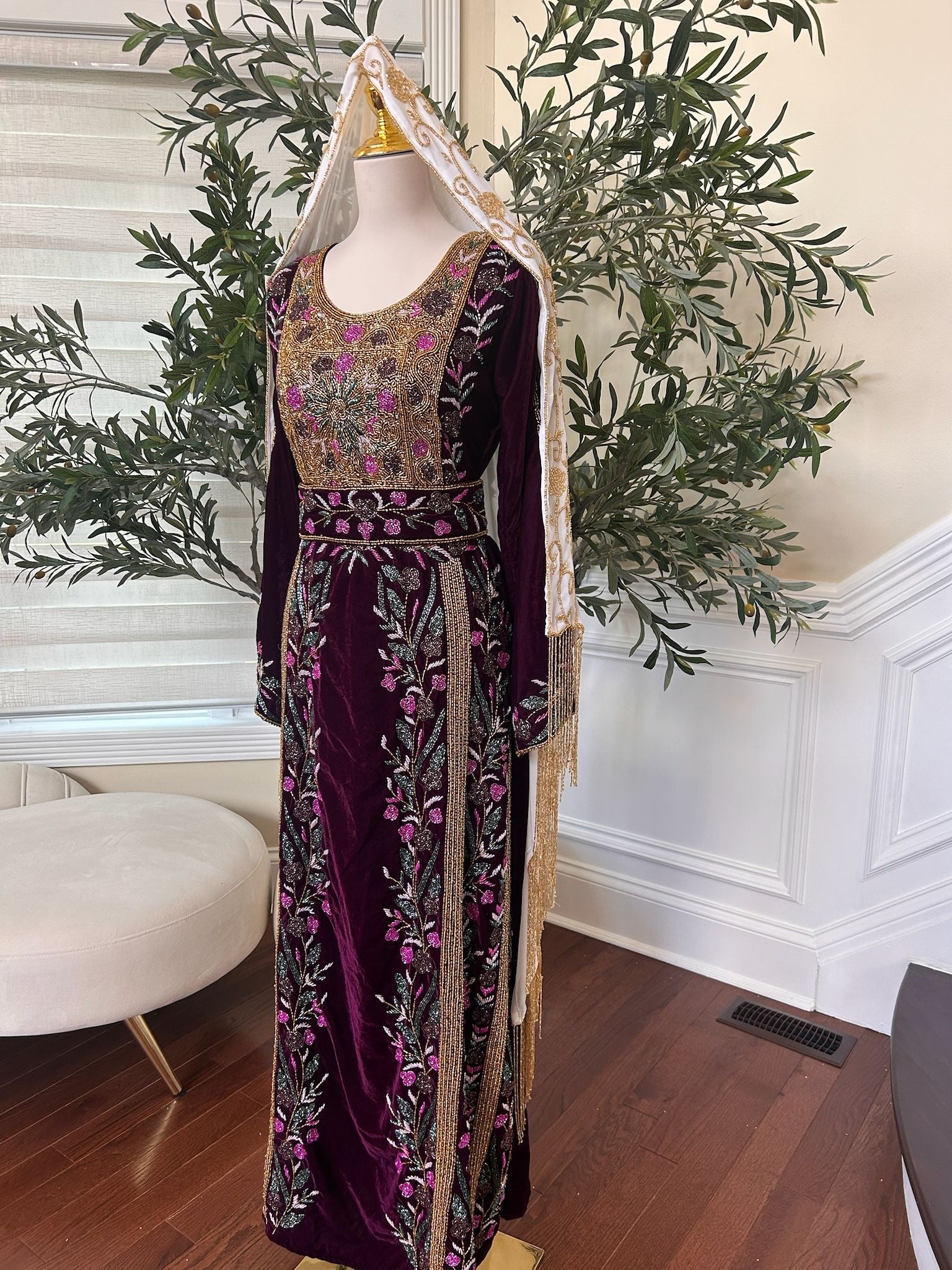 Purple Velvet Stone Thobe