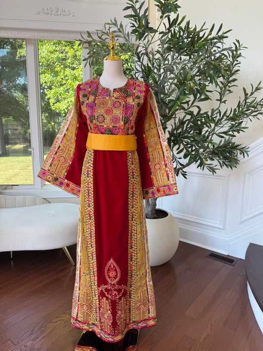 Burgundy Malaka Velvet Thobe