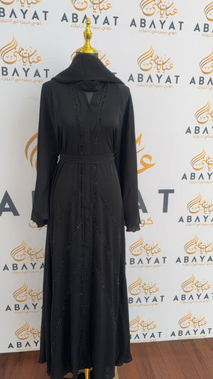 Black Sparkle Nada Fabric Abaya