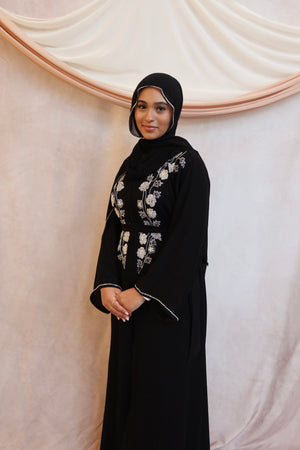 Black Ivory Blossom Abaya