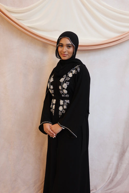 Black Ivory Blossom Abaya