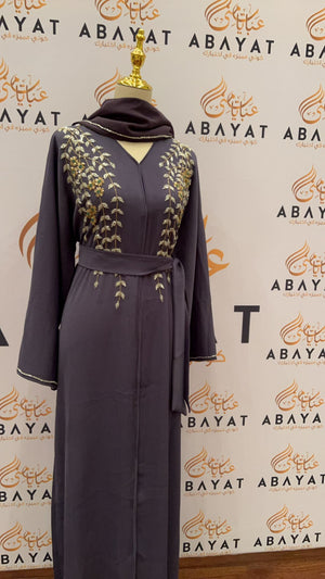 Floral Soft Blue Abaya