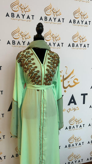 Mint Green Designed Abaya #8097663