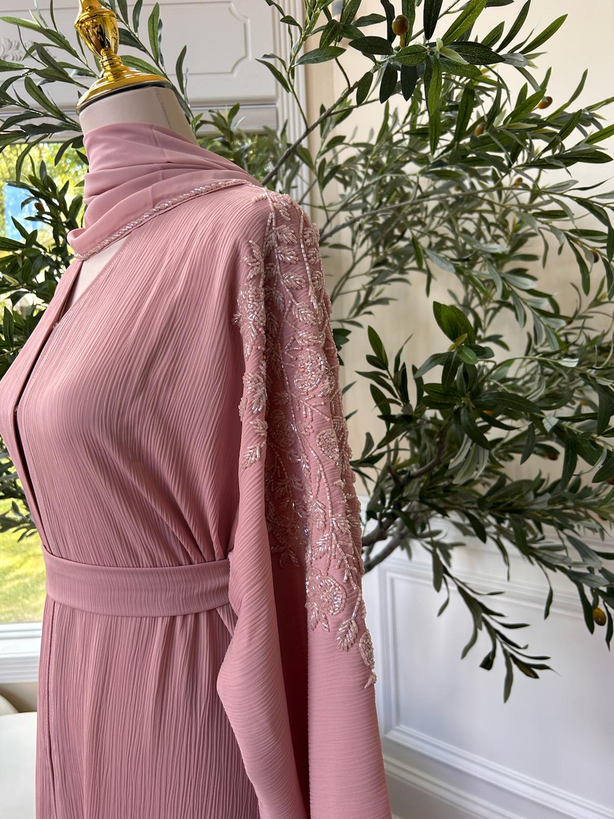 Pink Floral Design Abaya