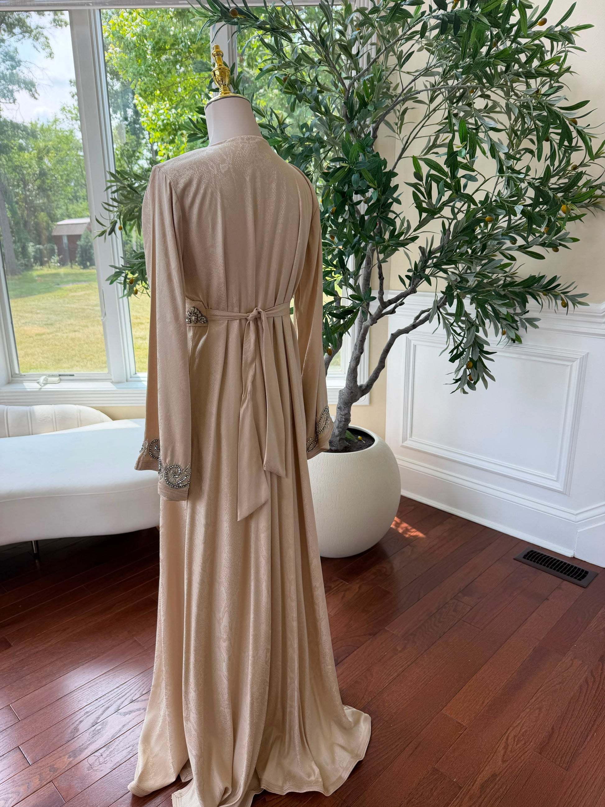 Peach Beaded Elegance Kuftan