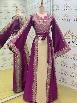 Purple Embroidery Tatreez Elegance Thobe