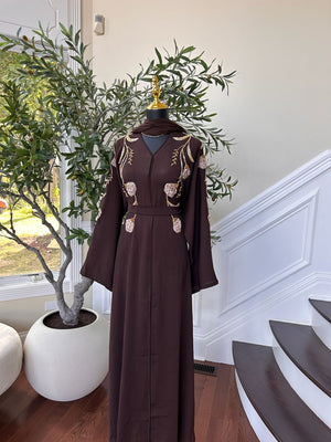 Brown Floral Essence Abaya