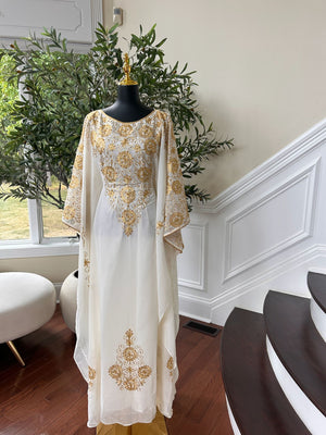 Golden White Royal Elegance Kuftan Dress