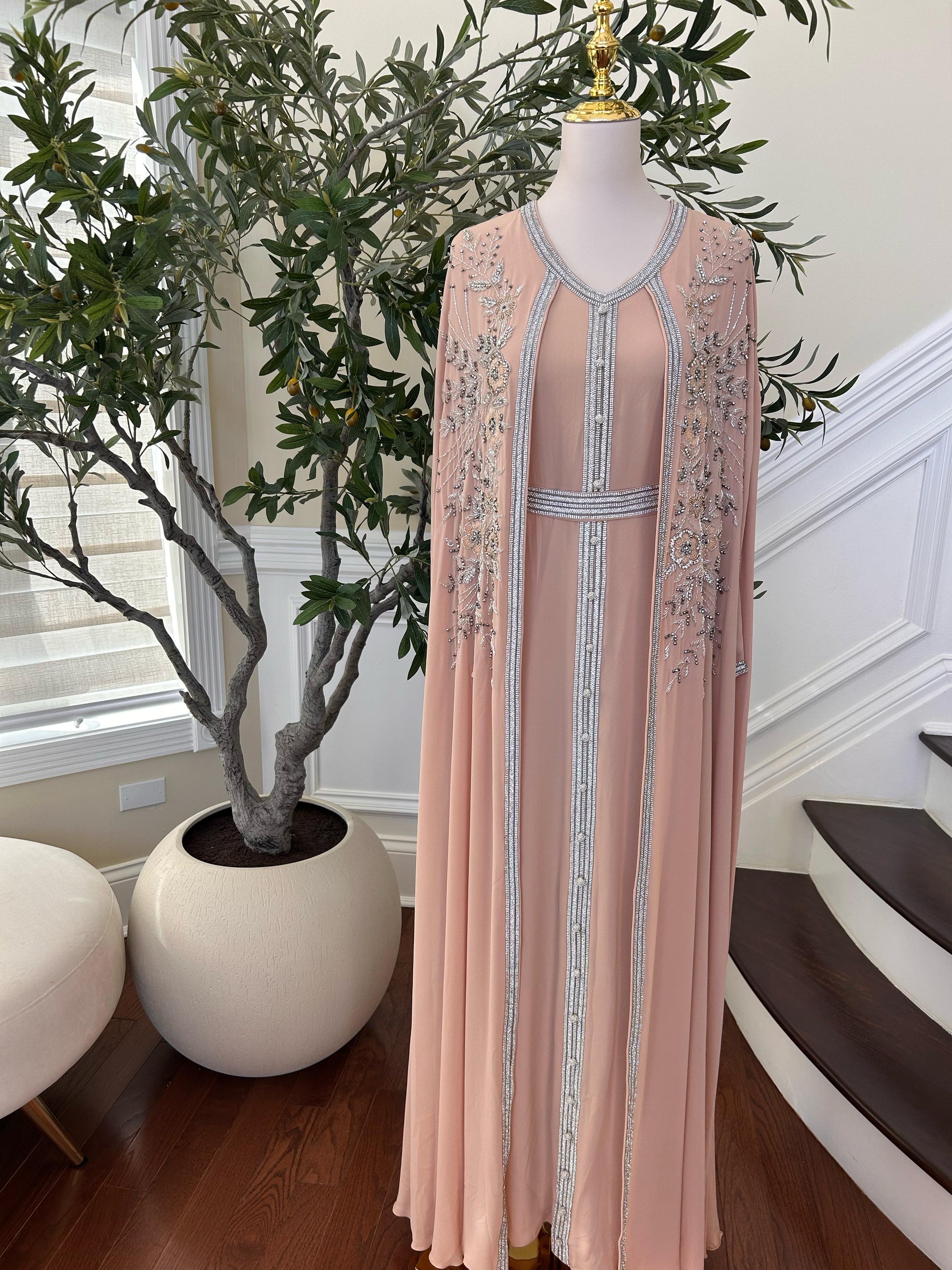 Peach Floral Royale Kuftan
