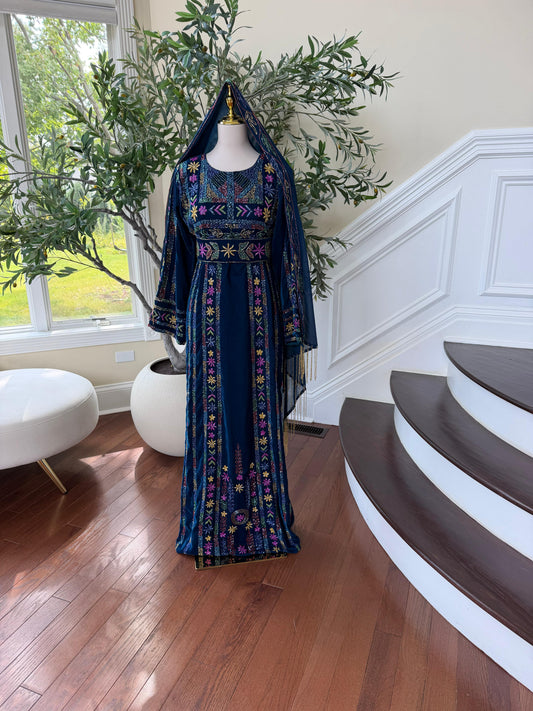 Blue Charm Beaded Stone Elegance Thobe