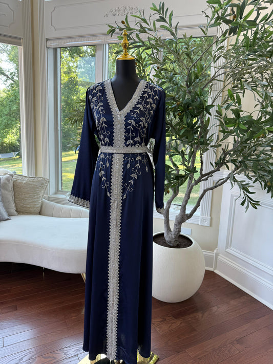 Blue Royal Floral Kuftan