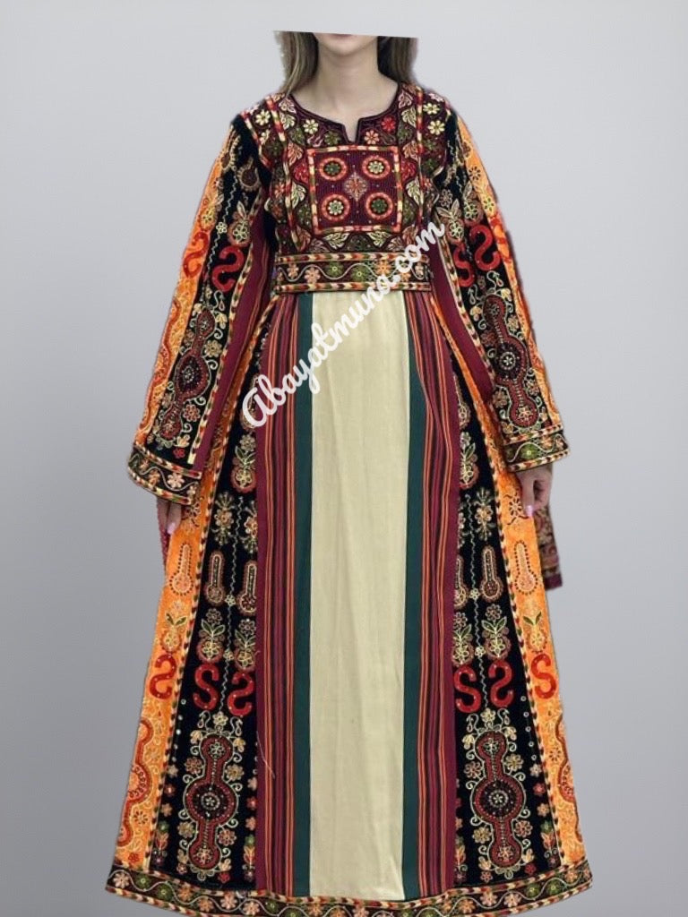 Embroidered Palestinian Dress Long Sleeves #A8890