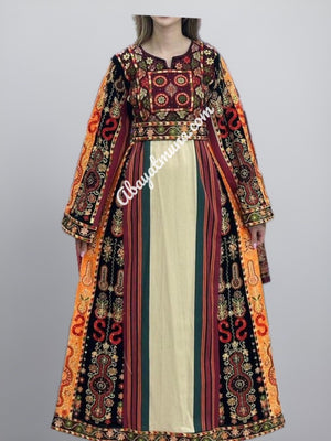 Embroidered Palestinian Dress Long Sleeves #A8890