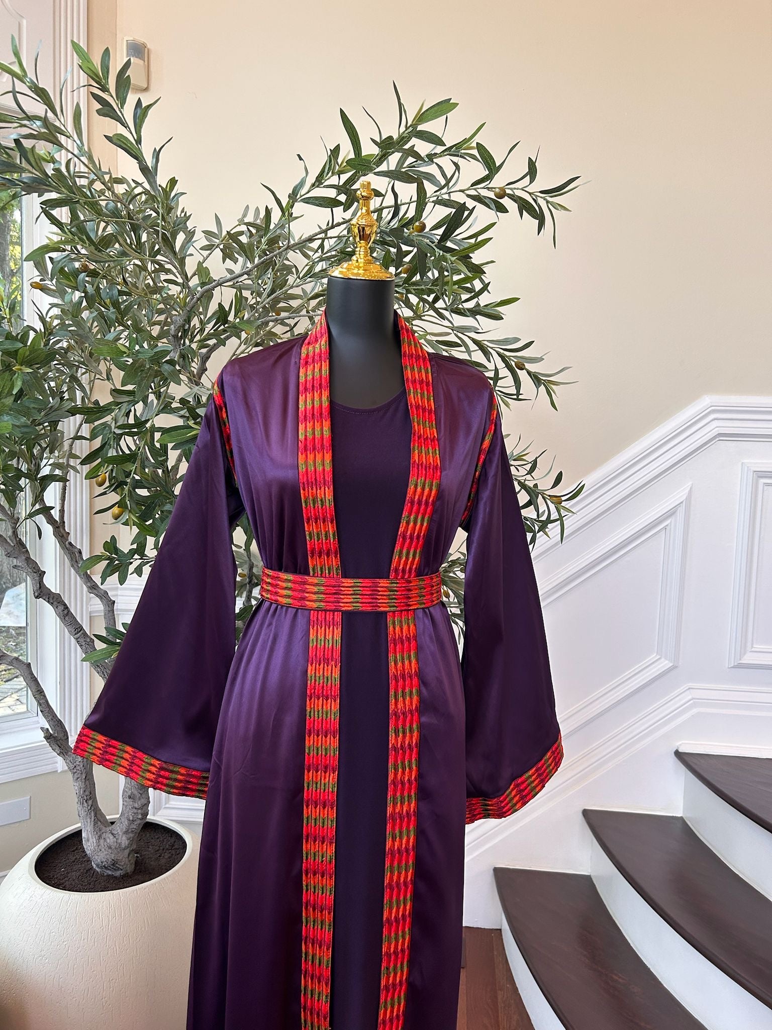Elegant Purple Tatreez Two Piece Thobe