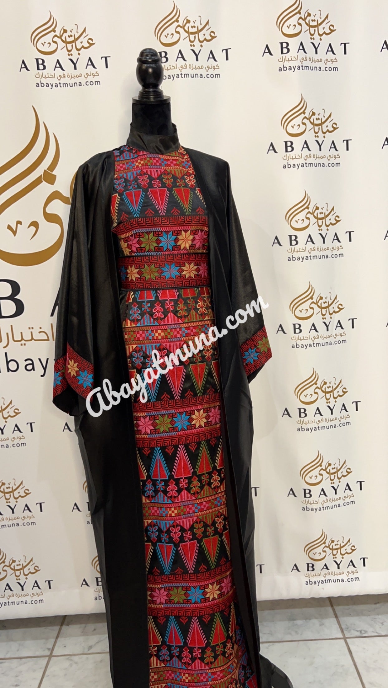 3 pieces Embroidery Bisht tatreez With Matching Dress
 #9198301