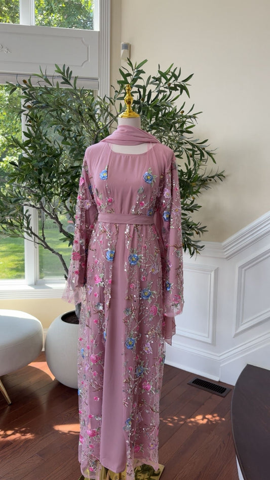 Blush Rose Petal Blossom Abaya