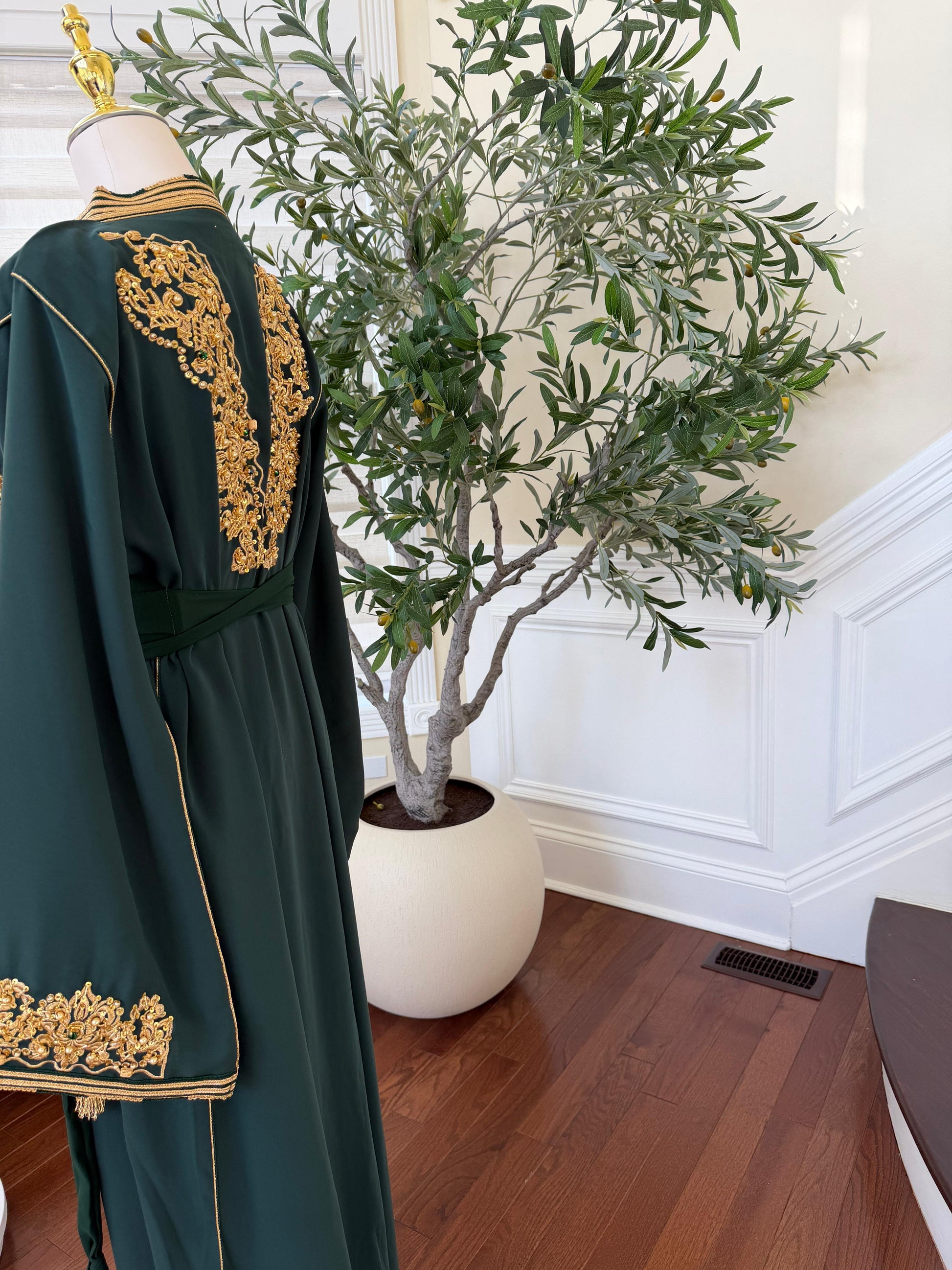 Green Royale Beaded Stone Kuftan